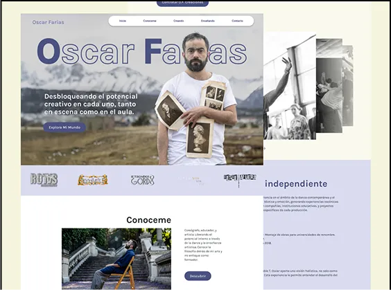 Screenshot of the Artist Portfolio website project for O.F. Creaciones