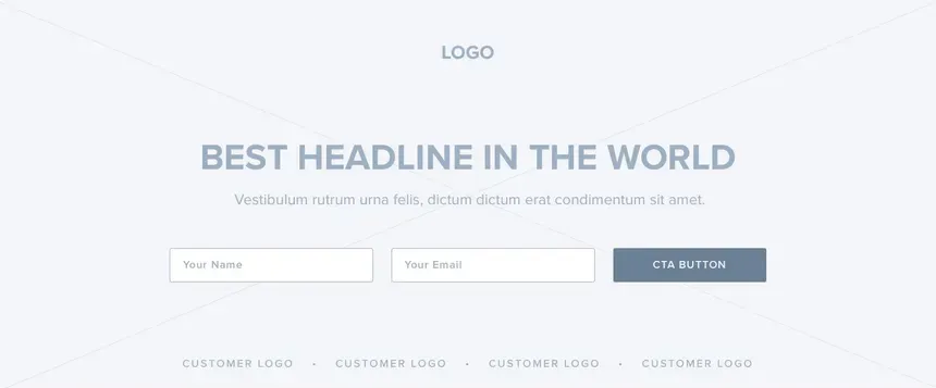 Illustration of a homepage with a clear primary message
